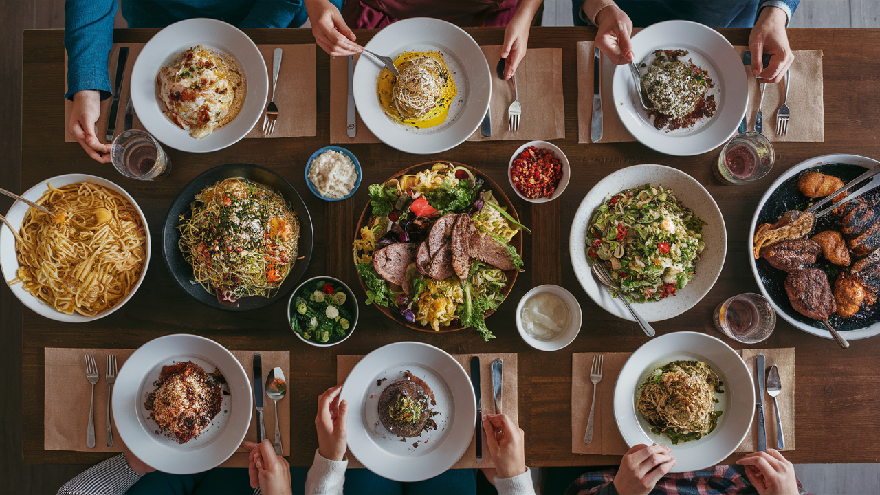 Delicious Family-Style Dinner Spread